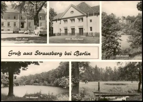 Strausberg DDR Mehrbild-AK u.a. mit Kulturhaus, Annatal, Stadt-Haus uvm.   1963