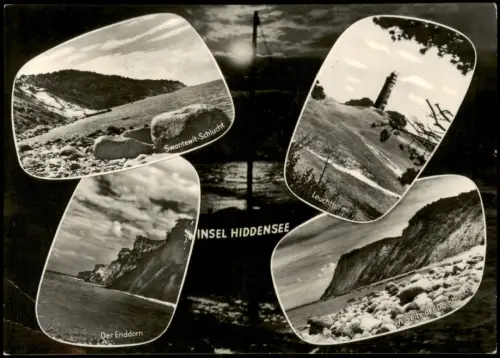 Hiddensee  DDR Mehrbild-AK u.a. mit Insel Leuchtturm, Dornbusch 1972/1966