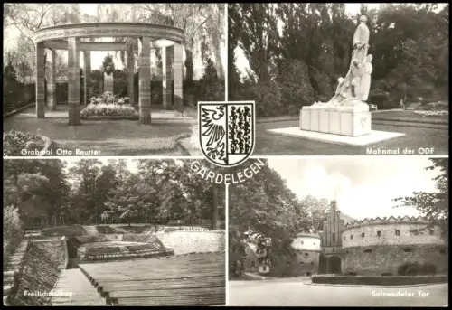 Gardelegen DDR Mehrbild-AK  Grabmal Otto Reutter, Mahnmal der ODF 1981/1980