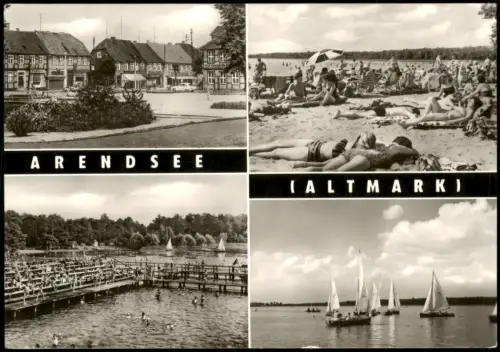 Arendsee (Altmark) DDR Mehrbild-AK u.a. Strandbad, Ortsansicht 1978