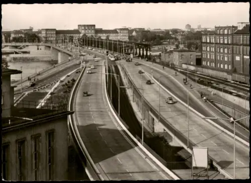 Ansichtskarte Ludwigshafen Rheinbrücke, Verkehr Autos u.a. VW Käfer 1974