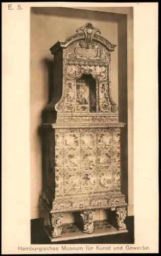 Hamburg Hamburgischer Ofen mit ovidischen Figuren in Blaumalerei  1920