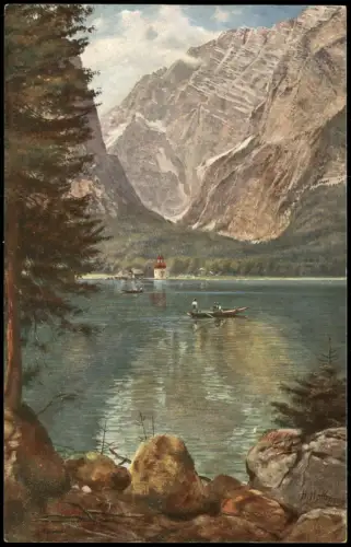 Schönau am Königssee Königssee Künstlerkarte n. Original v. H. Hoffmann 1910