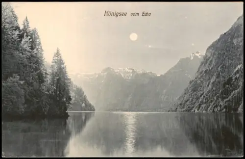 Schönau am Königssee Gruß vom Königsee, Mondschein-Spiegelung im See 1910