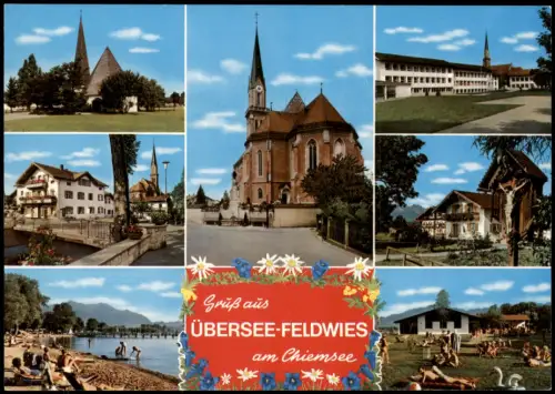 Ansichtskarte Übersee (Chiemgau) Mehrbildkarte mit 7 Ortsansichten 1980