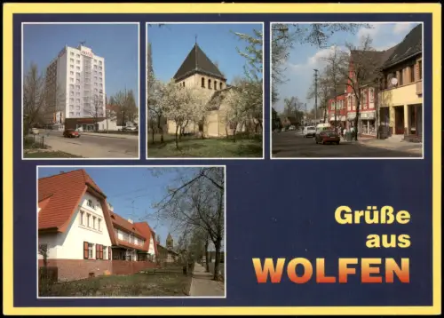 Wolfen Mehrbild-AK Hotel Excelsior   Kirche Leipziger Straße Kirchstraße   1995