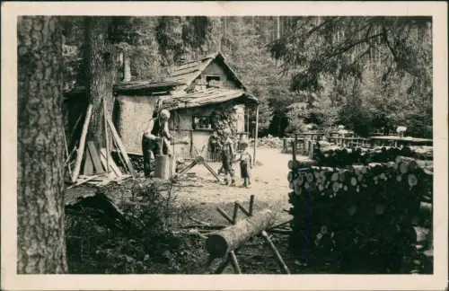 Ansichtskarte Mariazell Waldhansl Hütte Kinder Holz 1934