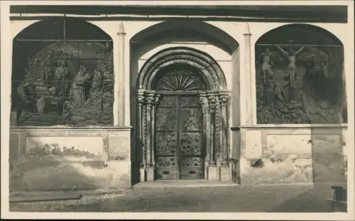 Ansichtskarte Völkermarkt Velikovec Eingang zur Kirche Portal Jesuskreuz 1932