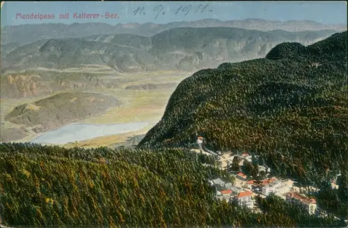 Cartolina Bozen Bolzano Mendelpass mit Kalterer - See. 1910