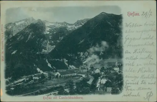 Ansichtskarte Hieflau-Landl (Bezirk Liezen) Stadtpartie Mondscheinlitho 1898