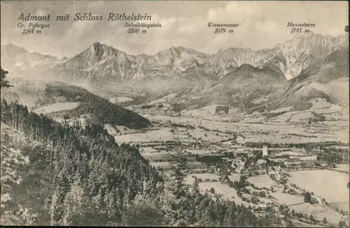 Ansichtskarte Admont Stadt mit Schloss Röthelstein 1922
