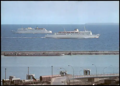 Sassnitz Saßnitz  schwedischen Fährschiffe "Skäne" und "Trelleborg" 1980