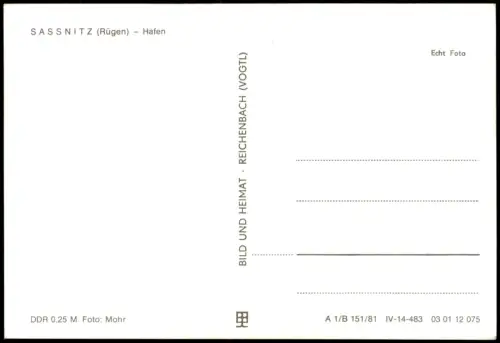 Ansichtskarte Sassnitz Rügen Hafen - Schiff und Fischkutter 1981