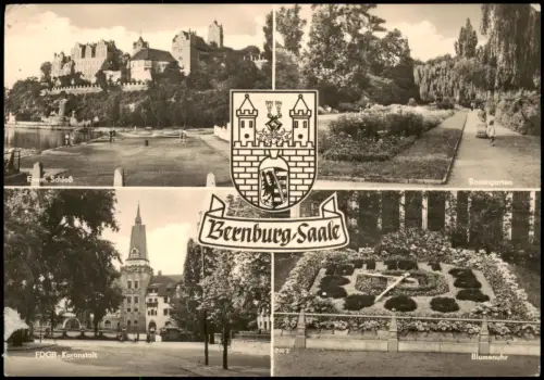 Bernburg (Saale) DDR Mehrbild-AK mit Schloss, Kuranstalt Rosengarten 1962/1961