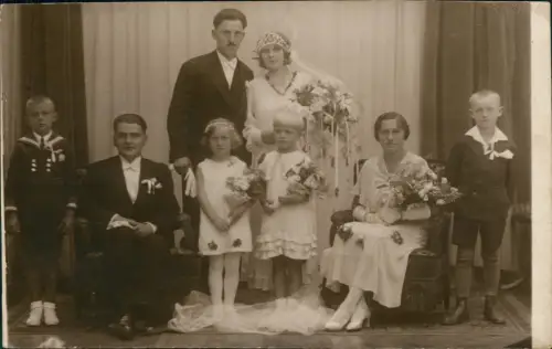 Foto  Hochzeit Wedding Brautpaar mit Kindern 1938 Privatfoto Foto