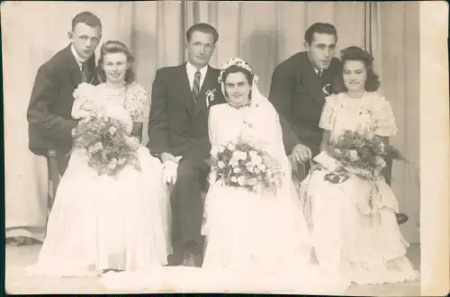 Foto  Hochzeit Wedding drei Brautpare 1938 Privatfoto