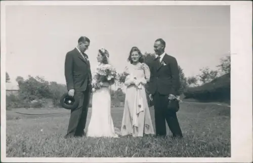 Ansichtskarte  Hochzeit Wedding Braut Bräutigam Trauzeugen 1960