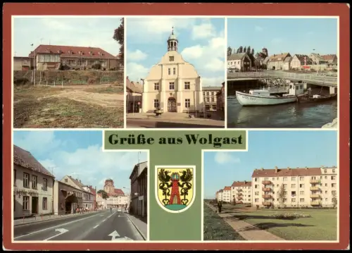 Wolgast Mehrbildansicht Wolgast mit Rathaus und Gaststätte Vier Jahreszeiten 1986