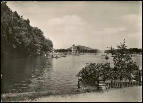 Großschönau (Sachsen) Waldstrandbad mit Ruderbooten und Sprungturm 1958