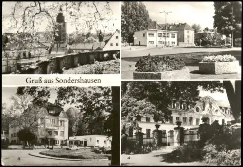 Sondershausen Mehrbildkarte Sondershausen: Schloss, Busbahnhof und Kaliklubhaus 1984