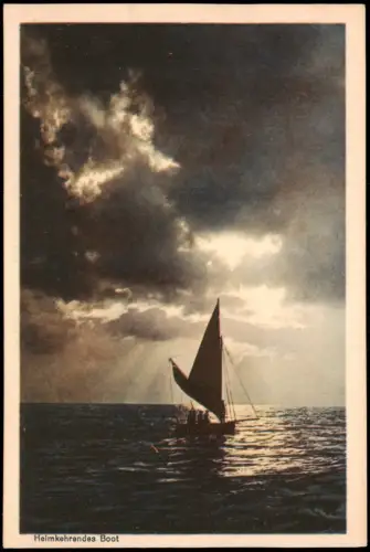 Brunshaupten-Kühlungsborn Heimkehrendes Segelboot auf der Ostsee 1915