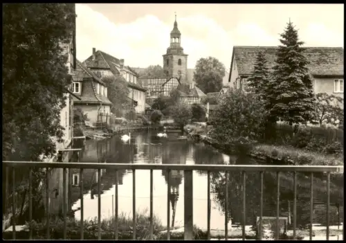 Ansichtskarte Bad Berka Klein Venedig mit Stadtkirche 1968