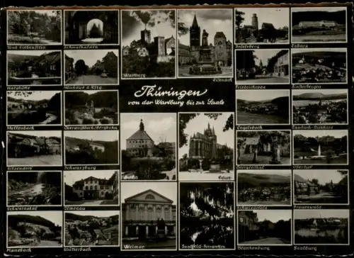 .Thüringen Mehrbildkarte Thüringen von der Wartburg bis zur Saale 1960