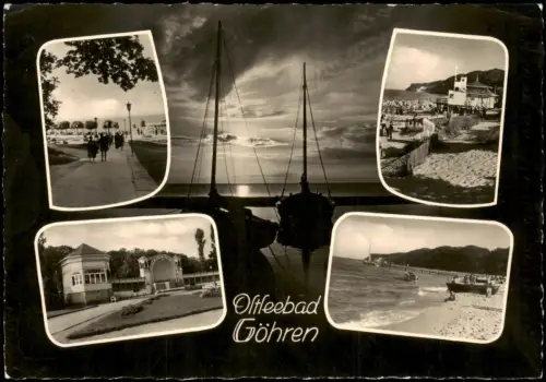 Ansichtskarte Göhren Rügen MB mit Strand, Promenade und Kurmuschel 1965