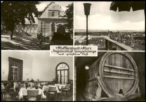 Halberstadt DDR Mehrbild-AK mit HOG Jagdschloß Spiegelsberge 1969
