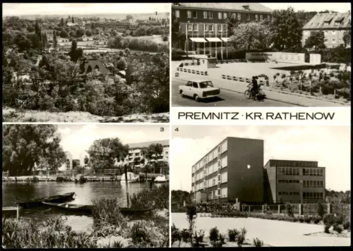Premnitz DDR Mehrbild Bootshafen, Wilhelm-Pieck-Oberschule, Gedenkstätte 1977