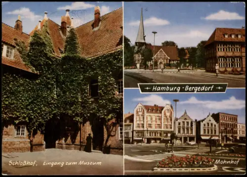 Bergedorf-Hamburg Mehrbildkarte mit Schlosshof, Mohnhof, Straßen-Ansicht 1970