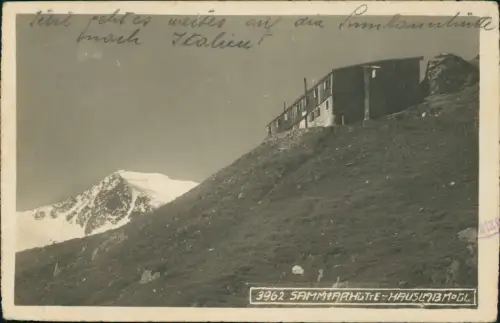 Sölden (Ötztal) Samoarhütte / Martin-Busch-Hütte Fotokarte 1924