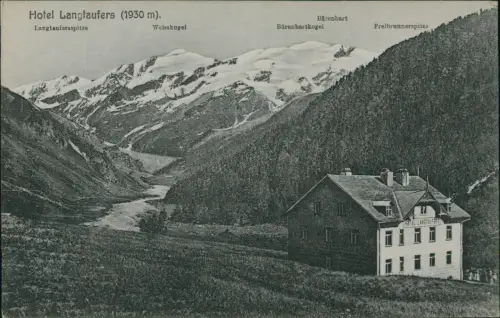 Cartolina Melag-Graun im Vinschgau Curon Venosta Hotel Langtaufers 1912  Südtirol