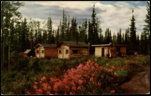 Alaska Grenzübergang Border City am Alaska Highway mit Blockhütten 1960