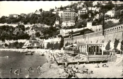 CPA Villefranche-sur-Mer La plage et la Basse Corniche 1962
