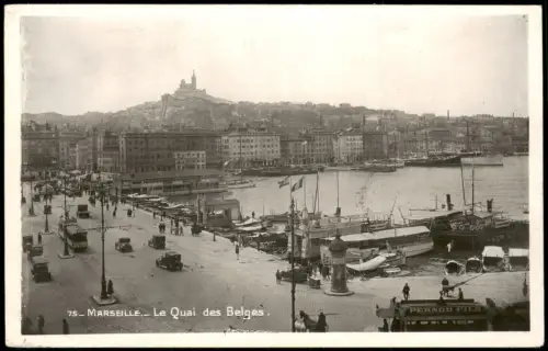 Marseille Le Quai des Belges mit Blick auf Notre Dame de la Garde 1930