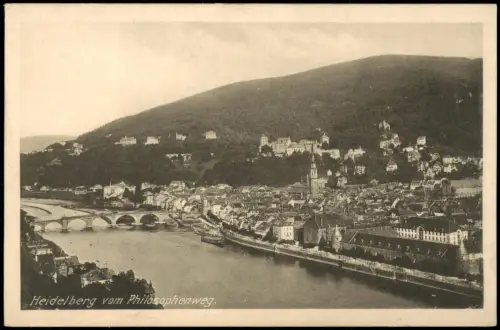 Ansichtskarte Heidelberg Stadtpanorama vom Philosophenweg 1925