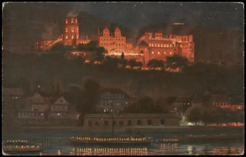 Heidelberg Heidelberger Schlossbeleuchtung, Ansicht von der Hirschgasse 1926