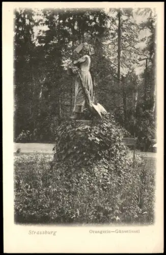 CPA Straßburg Strasbourg Gänseliesel-Statue in der Orangerie 1915
