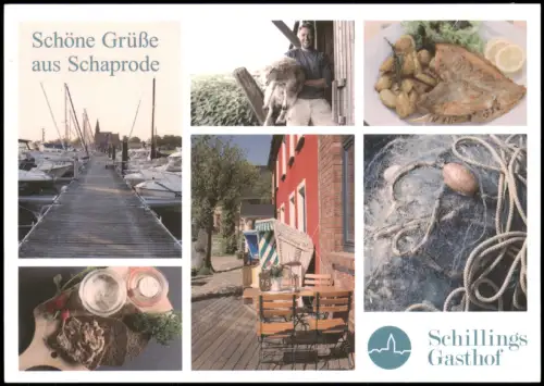 Schaprode (Rügen) Mehrbildkarte mit Impressionen von Gasthof und Hafen 2015
