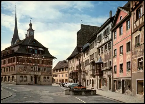 Ansichtskarte Stein am Rhein Rathaus und Marktplatz mit Marktbrunnen 1970