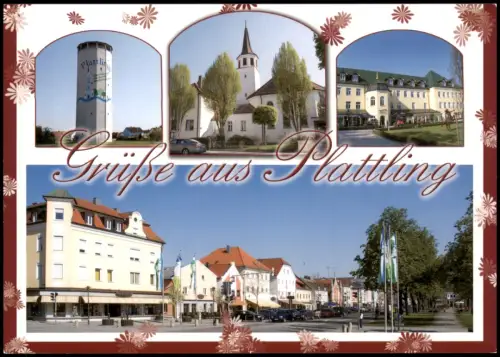 Plattling (Niederbayern)   Wasserturm, Stadtpfarrkirche Ludwigsplatz 2000