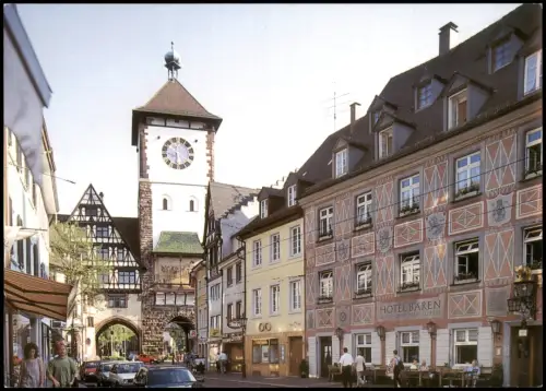 Freiburg im Breisgau Oberlinden mit Schwabentor und Hotel Bären 2000