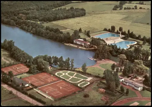 Altlünen Lünen Westfalen Luftaufnahme Freibad Cappenberger See Tennisplatz 1970