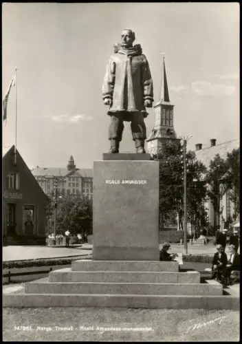 Postcard Tromsø Tromso Denkmal Roald Amundsen-monumentet 1955