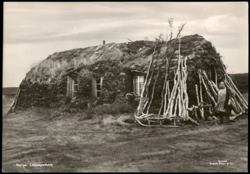 Norwegen Norge Norwegen Norge Lappegamme Native House Scene 1960