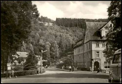 Ansichtskarte Thale (Harz) Ortsansicht Treseburg mit Hotel und Brücke 1968