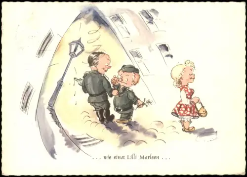 Ansichtskarte  Humoristische Illustration 'Wie einst Lilli Marleen' 1965