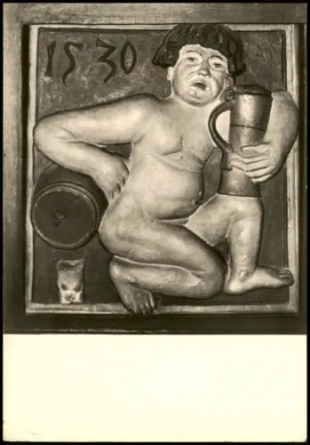 Ansichtskarte Leipzig Bacchusknabe (Steinrelief im Faßkeller) 1975