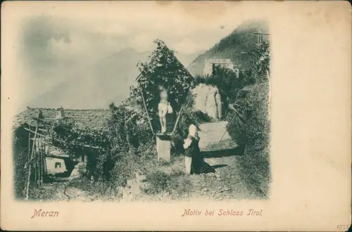 Cartolina Meran Merano Motiv bei Schloss Tirol Jesuskreuz 1902  Südtirol